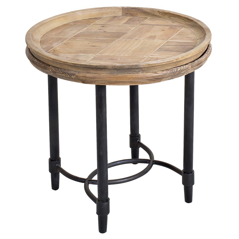 Vera Reclaimed Pine Wooden Tray Top Side Table