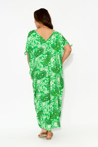 Mykonos Green Paisley Cold Shoulder Kaftan